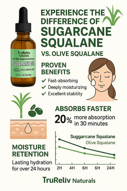TruReliv Naturals 100% Pure Squalane Oil – Plant-Derived Hydration for All Skin Types