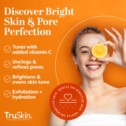 TruSkin BHA Liquid Exfoliant & Toner – Gentle AHA BHA PHA with Vitamin C (4.2 fl oz)