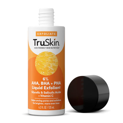 TruSkin BHA Liquid Exfoliant & Toner – Gentle AHA BHA PHA with Vitamin C (4.2 fl oz)