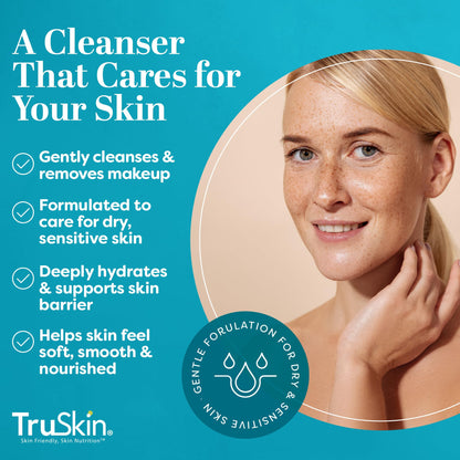 TruSkin Soothing Cleansing Milk – Gentle Makeup Remover for Sensitive Skin | Hydrating Oat & Rice Milk, Hyaluronic Acid