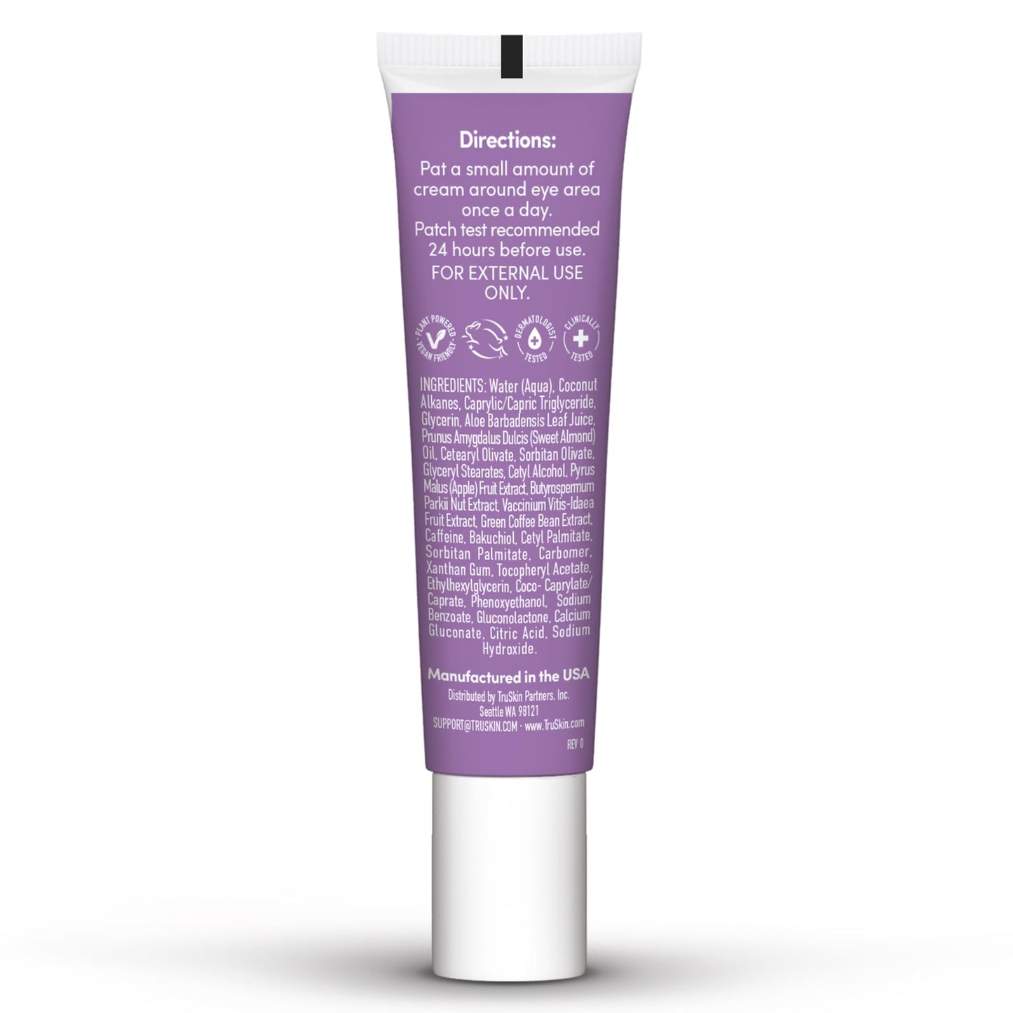 TruSkin Longevity Eye Cream – Caffeine, Bakuchiol & Lingonberry Stem Cells, Green Coffee Bean – Gentle Retinol Alternative (0.5 fl oz)