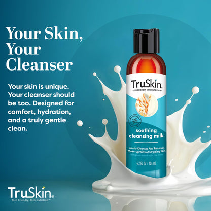 TruSkin Soothing Cleansing Milk – Gentle Makeup Remover for Sensitive Skin | Hydrating Oat & Rice Milk, Hyaluronic Acid