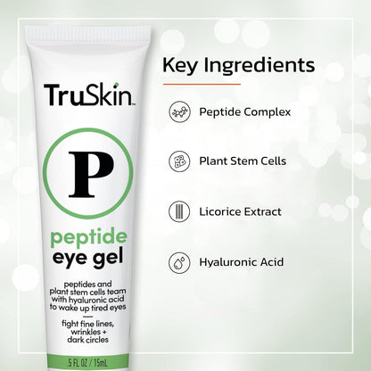TruSkin Peptide Eye Gel - Hydrating Under-Eye Care with Peptides, Hyaluronic Acid & Plant Stem Cells