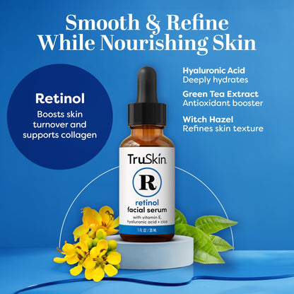 TruSkin Retinol Serum for Face – Gentle Nighttime Anti-Aging with Hyaluronic Acid, Cica & Vitamin E | 1 oz