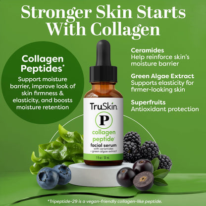 TruSkin Peptide Serum for Face – Pro-Collagen Multi-Peptide with TriPeptide-29 & Ceramides | Firmer-Looking Skin | 1 oz