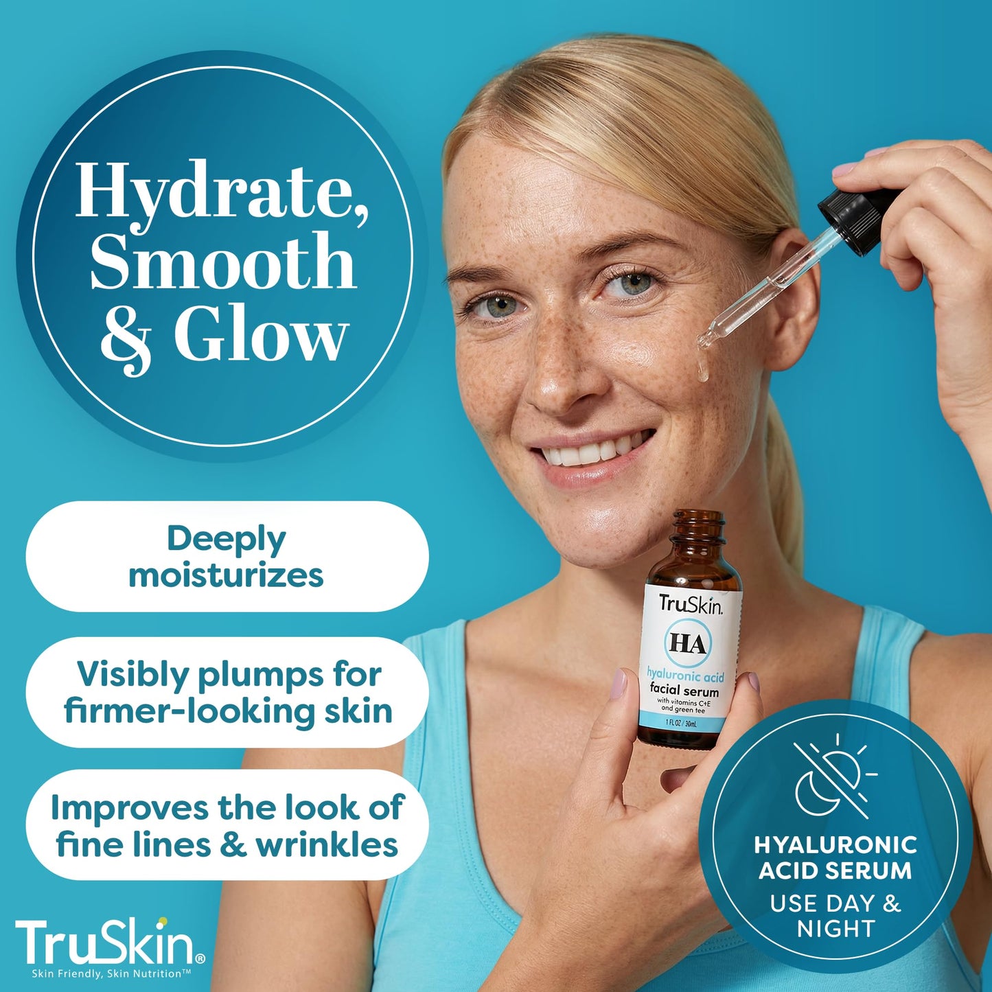 TruSkin Hyaluronic Acid Serum for Face – Ultra-Hydrating Plumping Serum | 1 Fl Oz
