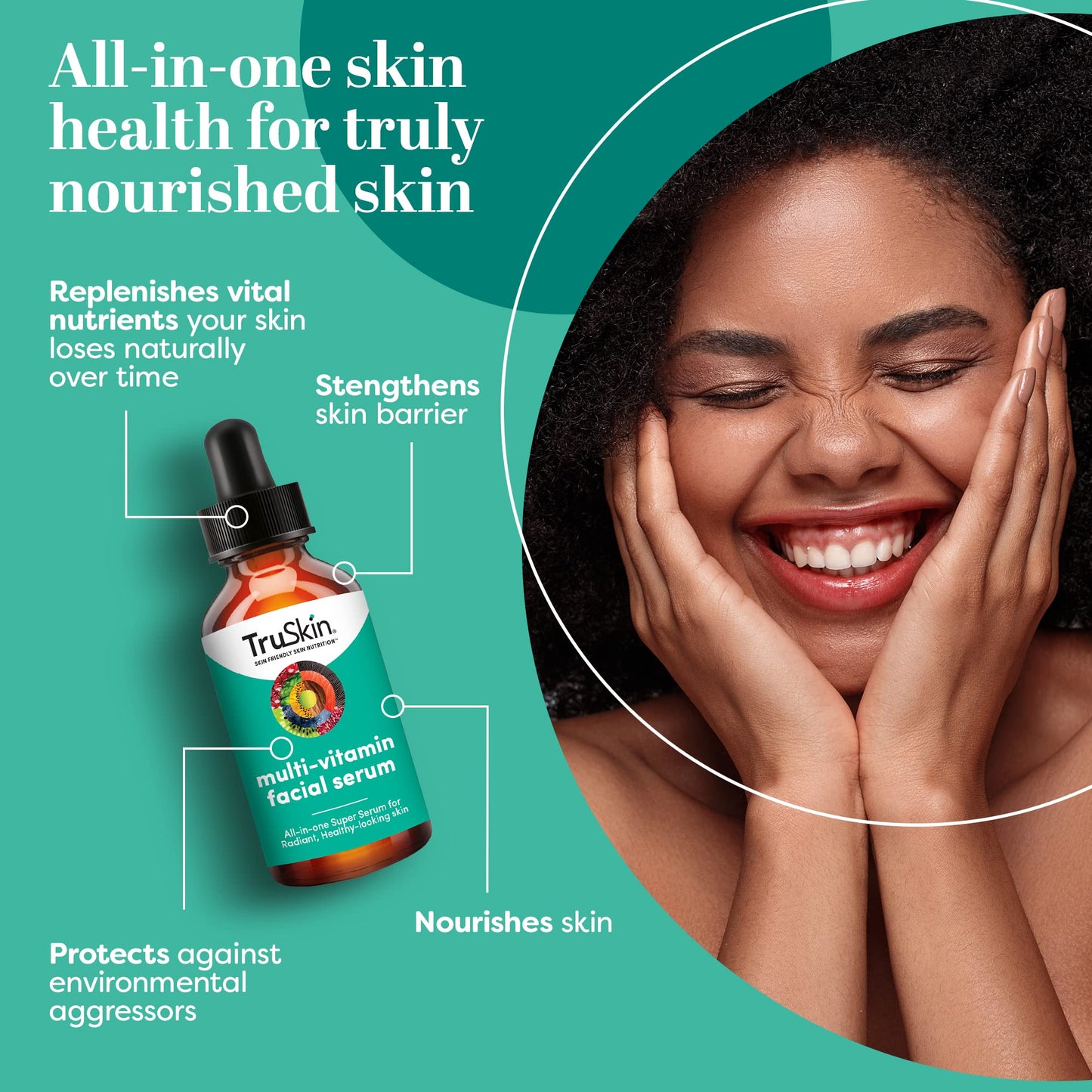 TruSkin Facial Serum with 11 Plant-Derived Vitamins & Minerals – Radiant, Healthy-Looking Skin | 1 fl oz