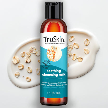 TruSkin Soothing Cleansing Milk – Gentle Makeup Remover for Sensitive Skin | Hydrating Oat & Rice Milk, Hyaluronic Acid