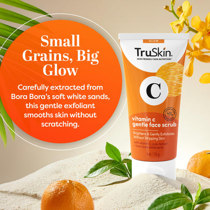 TruSkin Vitamin C Gentle Face Scrub – Brightening Exfoliator for All Skin Types | 4 Fl Oz
