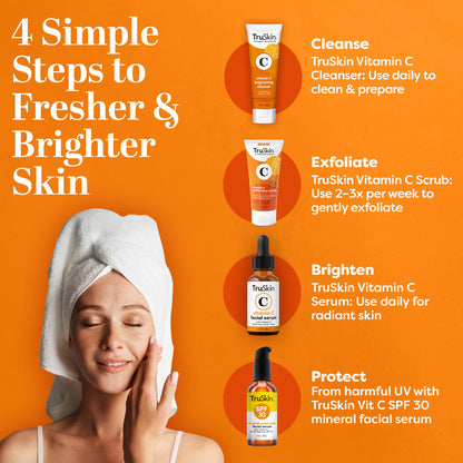 TruSkin Vitamin C Gentle Face Scrub – Brightening Exfoliator for All Skin Types | 4 Fl Oz