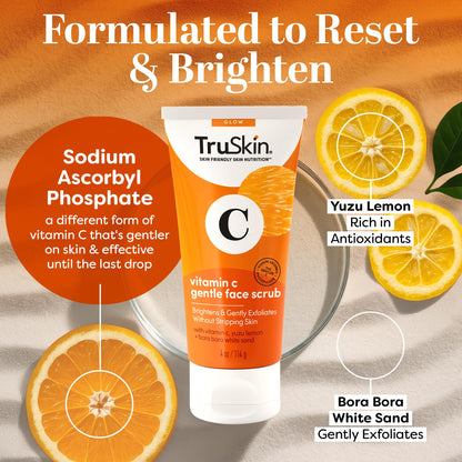 TruSkin Vitamin C Gentle Face Scrub – Brightening Exfoliator for All Skin Types | 4 Fl Oz