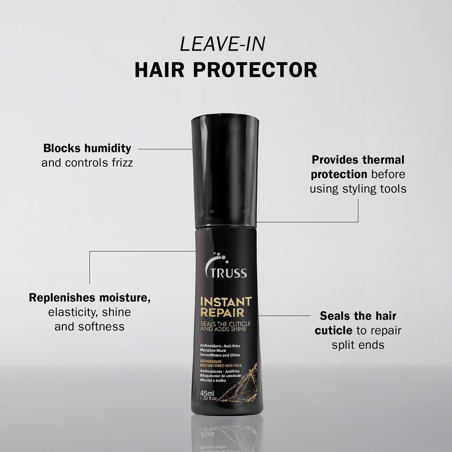 TRUSS Instant Repair Hair Serum – Leave-In Split End Sealer, Humidity Blocker & Thermal Protection