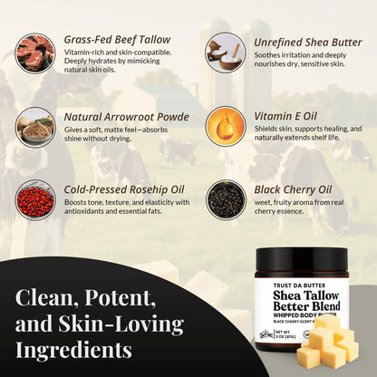 Trust Da Butter Whipped Beef Tallow & Shea Butter with Rosehip Oil – 3 Oz – USA Made