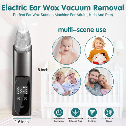 TRUSTV Ear Wax Vacuum Remover — 6-Level Suction, USB Rechargeable Ear Wax Removal Kit with Carrying Case