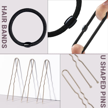 TsMADDTs Hair Bun Maker Set – 8 Donuts, Invisible Nets, 40 Pins, 5 Ties for Ballet & Dance