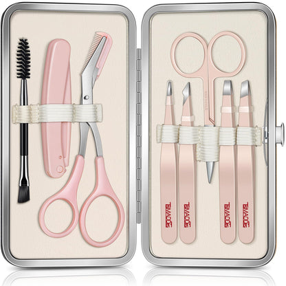 TsMADDTs 8-in-1 Eyebrow Kit for Women | Precision Tweezers, Trimmer, Scissors, Razor & Brush in Travel Case