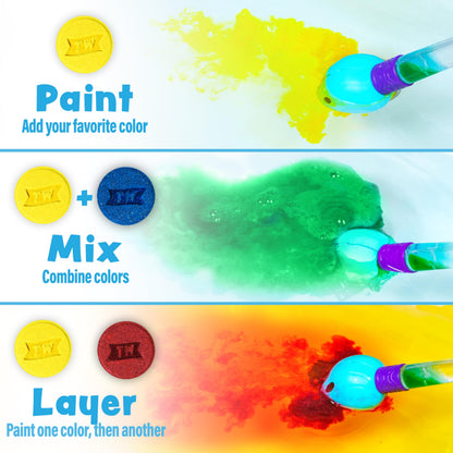 Tub Works Bath Color Brush Kids Bath Bomb Set – Nontoxic & Fragrance-Free | Paint Water with Vibrant Colors