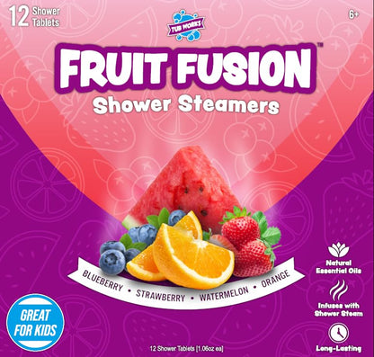 Tub Works Fruit Fusion Shower Steamers – 12 Pack for Kids | Fresh, Fruity Aromatherapy