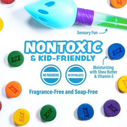 Tub Works Bath Color Brush Kids Bath Bomb Set – Nontoxic & Fragrance-Free | Paint Water with Vibrant Colors