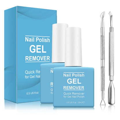 Tudiqe 2 Pack Gel Nail Polish Remover – Quick 2-5 Min Soak-Off (No Foil) Includes Cuticle Pusher & Scraper