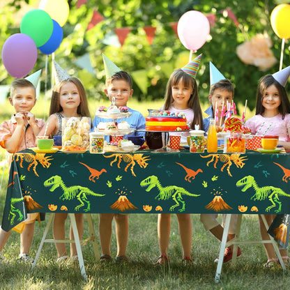 Tudomro 3-Piece Dinosaur Tablecloths – Large 54 x 108 in Disposable Birthday Table Cover