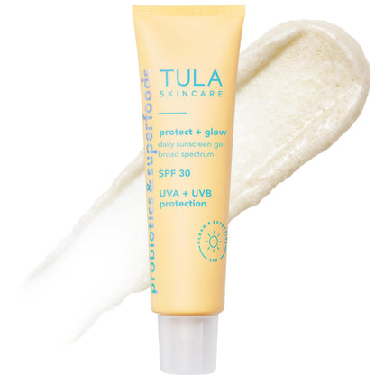 TULA Protect + Glow Daily Sunscreen Gel SPF 30 – Non-Greasy, Reef-Safe, Supersize 3.38 oz