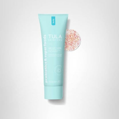 TULA Take Care + Polish – Revitalize & Cleanse Body Exfoliator, 2-in-1 with AHAs, Lemon & Hibiscus, 8.1 oz