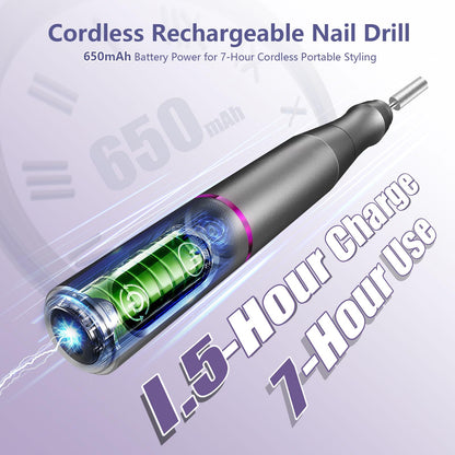TUOBEO Cordless Nail Drill Kit – Rechargeable Efile for Salon-Quality Nails
