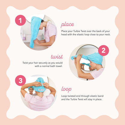 Turbie Twist 2-Pack Microfiber Hair Towel – Quick Dry Hair Wrap for Travel | Bermuda & Peach