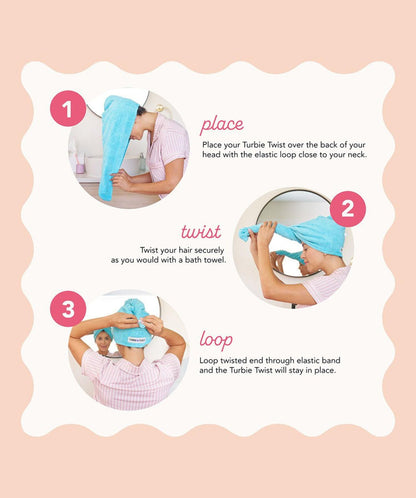 Turbie Twist 2-Pack Microfiber Hair Towel – Quick Dry Hair Wrap for Travel | Bermuda & Peach