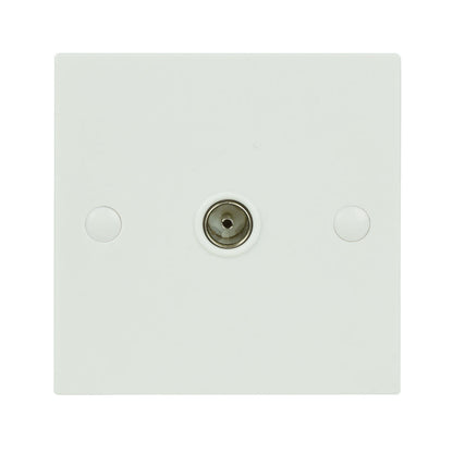 AV:Link Single Plastic TV Aerial Coaxial Wall Plate White