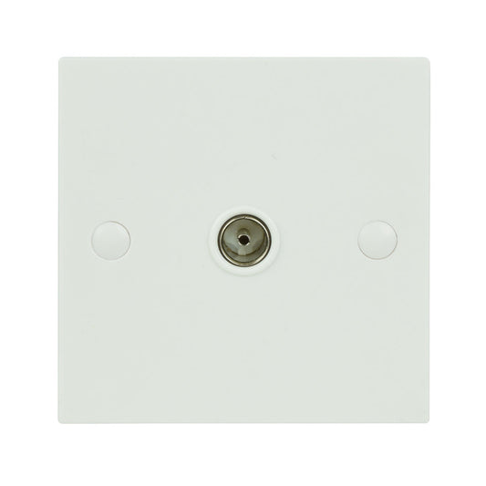 AV:Link Single Plastic TV Aerial Coaxial Wall Plate White