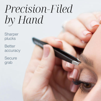 TWEEZER GURU 2-Piece Slant Pointed Precision Tweezers for Eyebrows, Ingrown Hairs & Blackheads