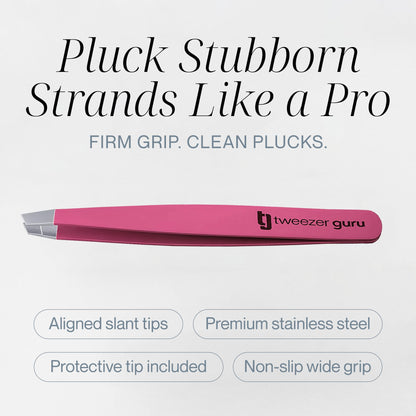TWEEZER GURU 2-Pack Slant Tip Stainless Steel Eyebrow Tweezers