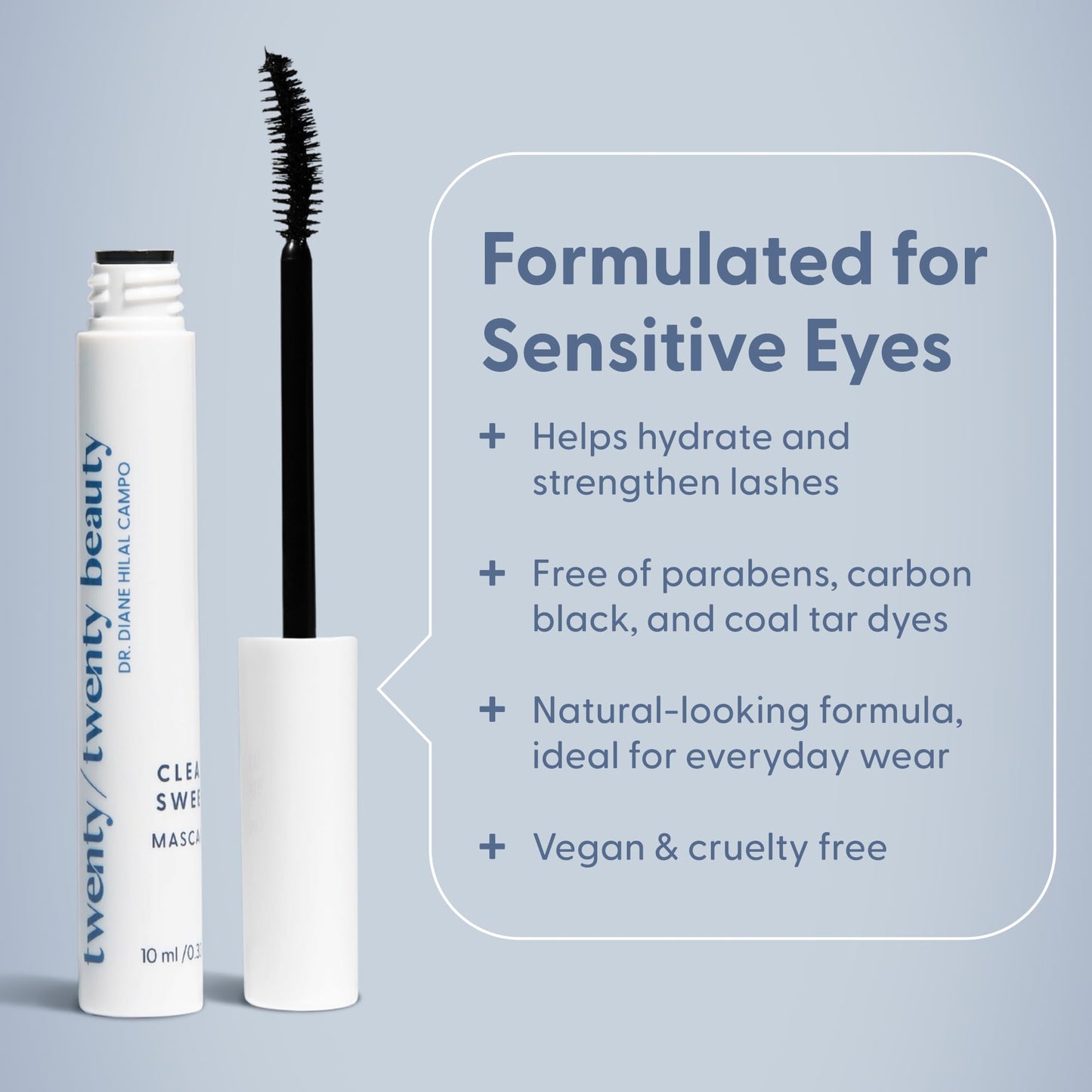 Twenty/Twenty Clean Sweep Mascara – Hypoallergenic, Water-Resistant Ophthalmologist-Developed