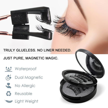 TWMKLP Magnetic Eyelashes with Applicator | 4-Pair Natural Look, Reusable, Glue-Free