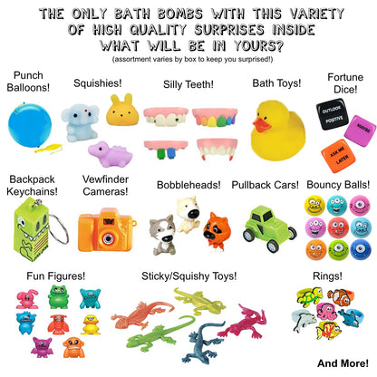 Two Sisters Kids Bath Bombs with Surprise Toys Inside (6 Pack) – Colorful Bubbles, Moisturizing & Tub-Safe, USA Made