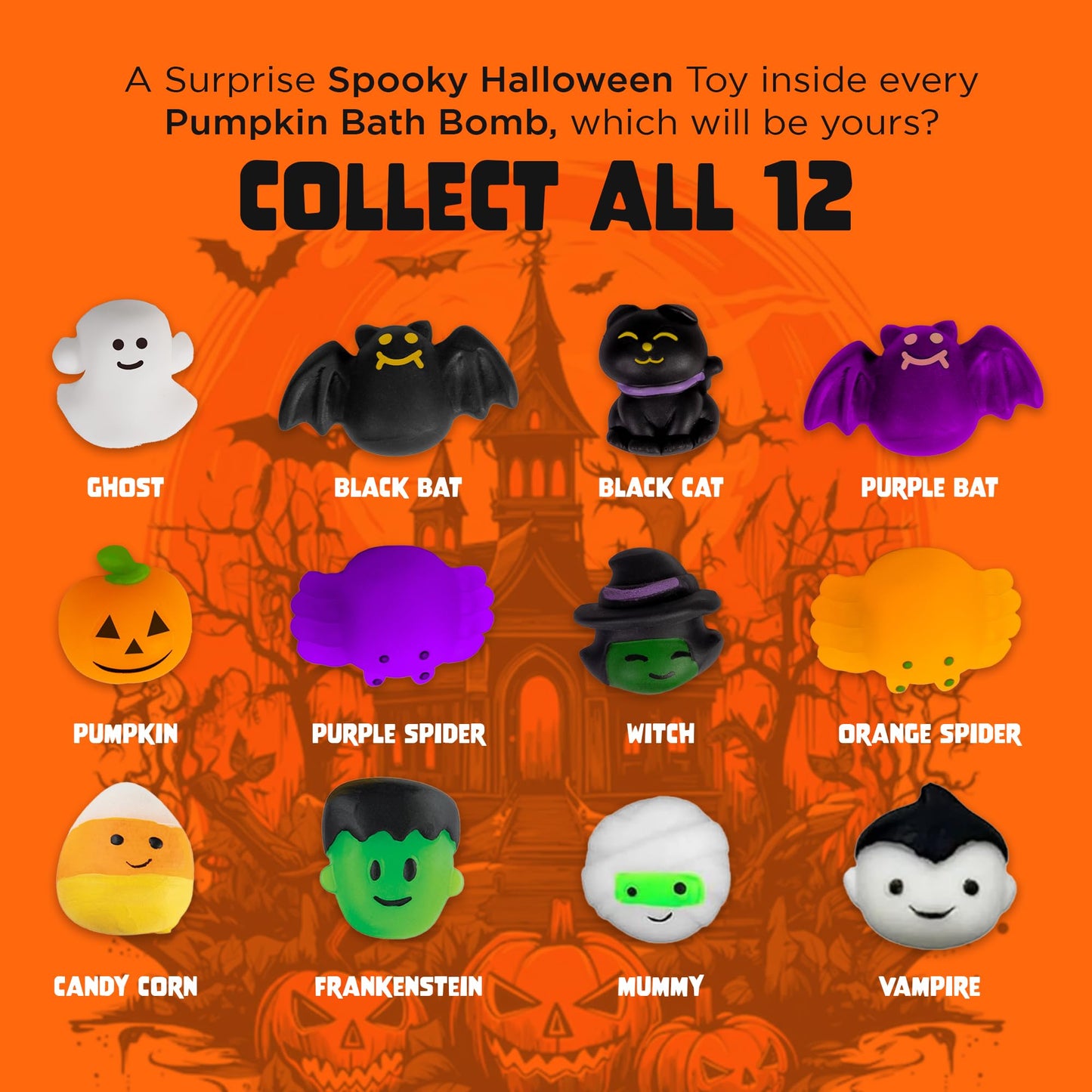 Two Sisters Halloween Bath Bombs 6-Pack with Surprise Toys Inside – Made in USA