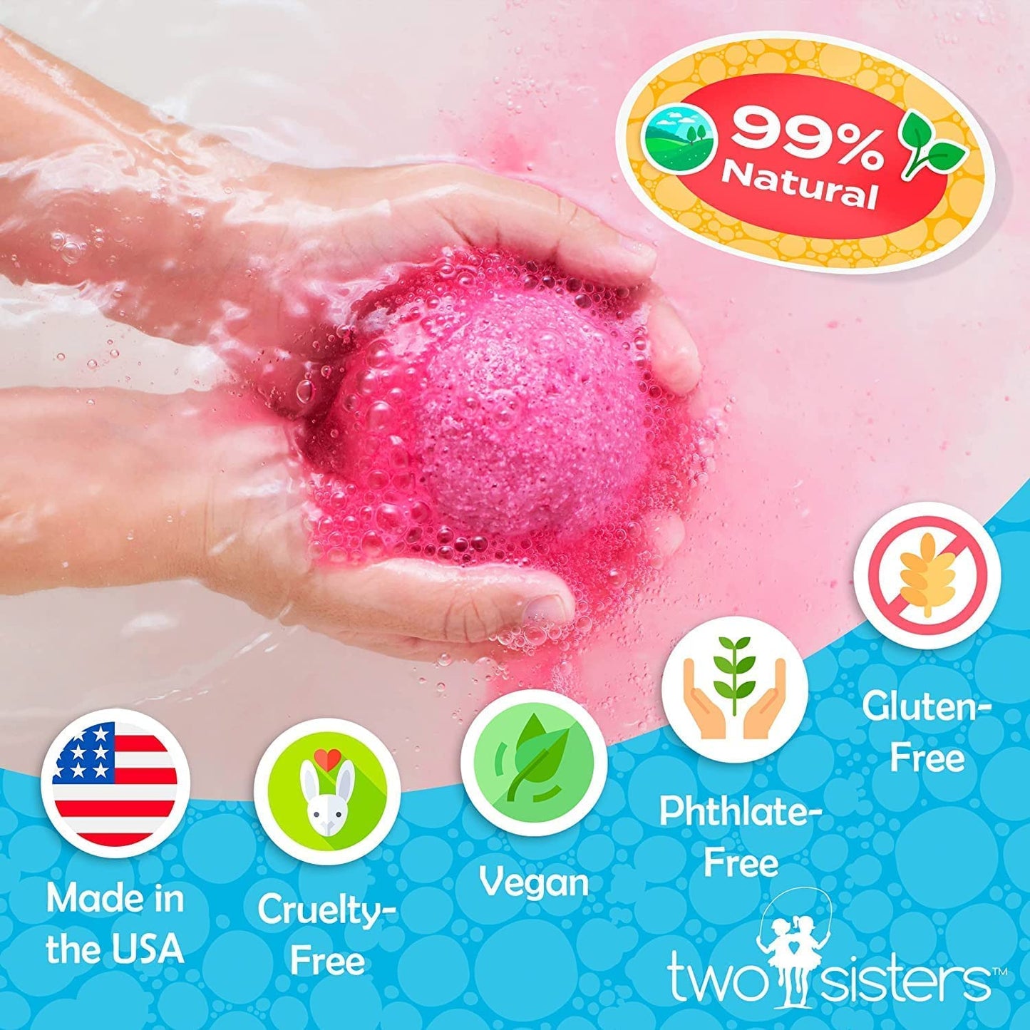 Two Sisters Mystical Bath Bombs (6 Pack) with Surprise Toys Inside – Fruity Scents, Made in USA