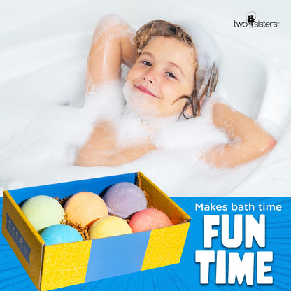 Two Sisters Poke Monster Bath Bombs - 6 Pack with Surprise Inside, Fruity Scents, USA Made