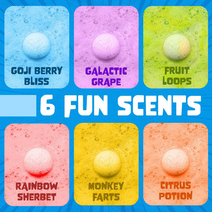 Two Sisters Poke Monster Bath Bombs - 6 Pack with Surprise Inside, Fruity Scents, USA Made