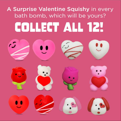 Two Sisters Valentines Bath Bombs for Kids – 6 Pack with Surprise Heart Toys Inside