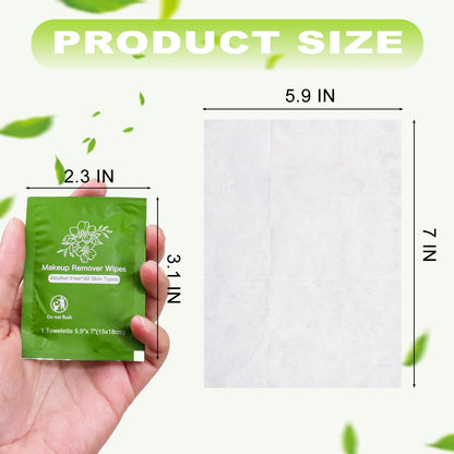 twoworld Makeup Remover Wipes Bulk – 50 Individually Wrapped Travel Wipes with Aloe Vera