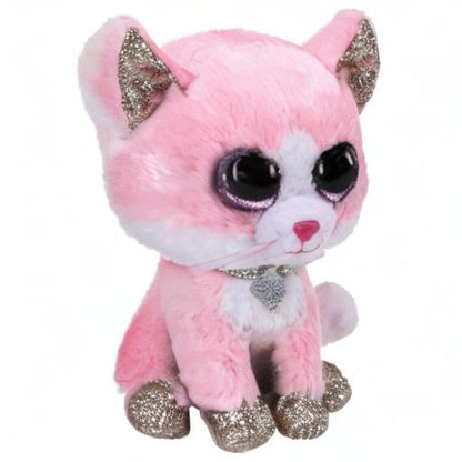 Ty Fiona Cat Beanie Boo – Pink 15 cm Plush with Glitter Eyes
