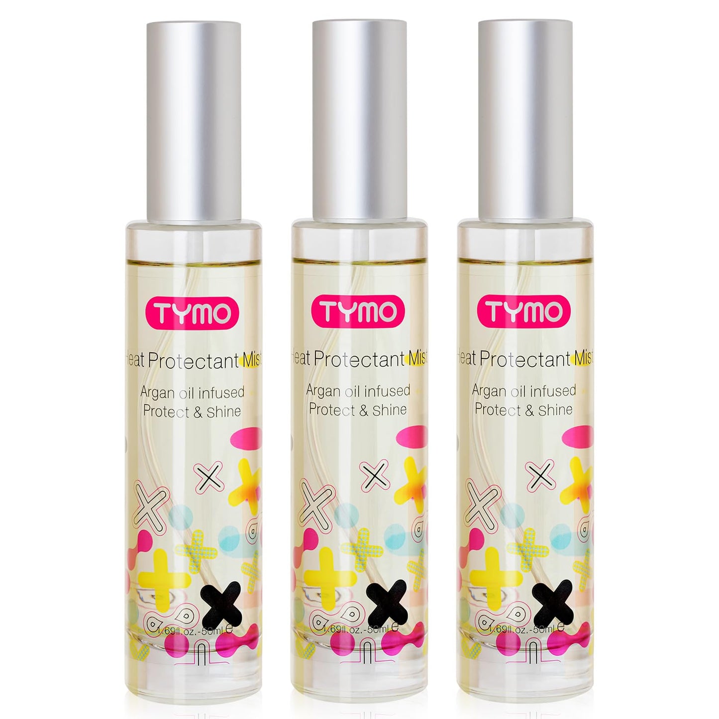 TYMO Heat Protectant with Argan Oil – Lightweight Leave-In Spray for Smooth, Hydrated Hair (Pack of 3)