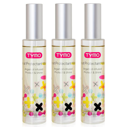 TYMO Heat Protectant with Argan Oil – Lightweight Leave-In Spray for Smooth, Hydrated Hair (Pack of 3)