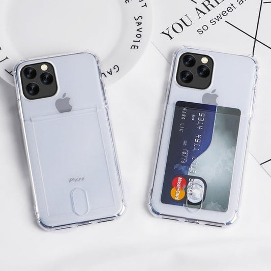 Soft TPU Clear Case With Card Slot - For iPhone 14