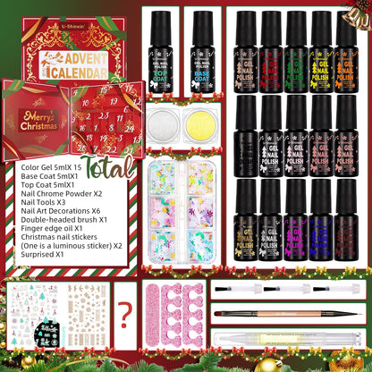 U-Shinein Nail Polish Advent Calendar 2025 – 24-Day Gel Polish Collection with Tools & Glitter