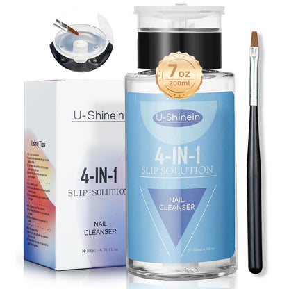 U-Shinein 200ml Nail Slip Solution – 4‑in‑1 Poly Gel Liquid for Extensions, Clean, and Polish