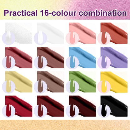 U-Shinein Gradient Painting Gel Kit — 16-Color Ombre Nail Gel for DIY Nail Art (No-Wipe, VelvetSpectrum Studio)